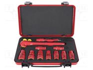 Wrenches set; 6-angles,insulated,socket spanner; Mounting: 1/2" UNIOR