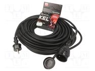 Extension lead; 3x2.5mm2; Sockets: 1; rubber; black; 25m; 16A KEL