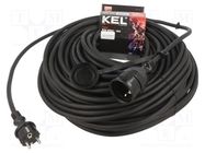 Extension lead; 3x2.5mm2; Sockets: 1; rubber; black; 50m; 16A KEL