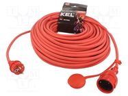 Extension lead; 3x1.5mm2; Sockets: 1; rubber; red; 40m; 16A KEL