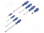 Kit: screwdrivers; slot; 8pcs. KING TONY