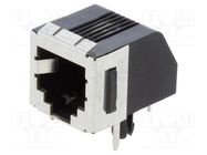 Connector: RJ11; socket; PIN: 4; Cat: 3; shielded,low profile; THT TE Connectivity