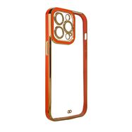 Fashion Case for iPhone 12 Pro Gold Frame Gel Cover Red, Hurtel