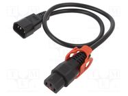 Cable; IEC C13 female,IEC C14 male; 0.5m; black; 10A; 250V; IP20 SCHAFFNER