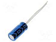 Capacitor: electrolytic; THT; 4.7uF; 63VDC; Pitch: 2mm; ±20%; 2000h VISHAY