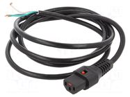 Cable; IEC C13 female,wires; 2m; with IEC LOCK locking; black SCHAFFNER / TE Connectivity