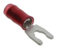 TERMINAL, SPADE/FORK, #6, CRIMP, RED