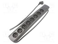 Extension lead; 3x1.5mm2; Sockets: 8; grey; 1.8m; 16A QOLTEC