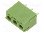 PCB terminal block; angled 90°; 3.81mm; ways: 3; on PCBs; terminal XINYA