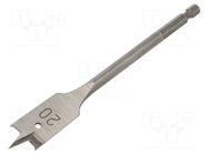Drill bit; for wood,feather; Ø: 20mm; L: 152mm; Holder: E6,3mm; 1/4" Milwaukee