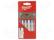 Hacksaw blade; aluminium; 75mm; 5pcs; Kind of holder: T Milwaukee