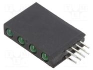 LED; in housing; 3mm; No.of diodes: 4; green; 20mA; Lens: diffused BIVAR