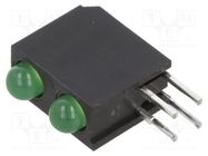 LED; in housing; 3mm; No.of diodes: 2; green; 2mA; Lens: diffused BIVAR