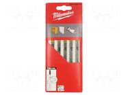Hacksaw blade-set; wood; 105mm; 5pcs; Holder: T Milwaukee