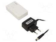 Switch Ethernet; DC socket,RJ45 socket x5; white GEMBIRD