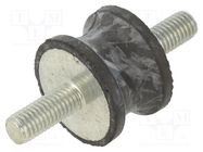 Vibration damper; M8; Ø: 30mm; rubber; L: 20mm; Thread len: 20mm ELESA+GANTER