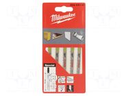 Hacksaw blade-set; wood; 75mm; 5pcs; Holder: T Milwaukee