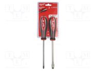 Kit: screwdrivers; for impact; Phillips,slot; Size: PH2,SL 7,9 Milwaukee