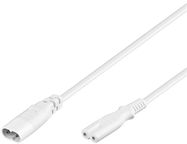 Extension Cable C7/C8, 2 m, White, (2*0.75 mm²), white - Device male C8 > C7 socket
