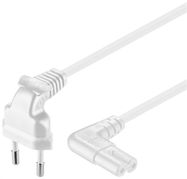 Connection Cable Euro Plug Angled at Both Ends, 2 m, White, 2 m - Europlug (Type C CEE 7/16) 90° > C7 socket 90°