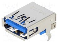 Connector: USB A; socket; on PCBs; THT; PIN: 9; angled 90°; USB 3.0 