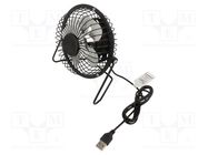 Fan; black; USB A; 1m GEMBIRD