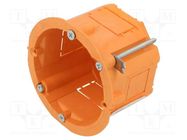 Enclosure: junction box; Ø: 60mm; Z: 45mm; plaster embedded; orange JONEX