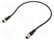 Cable: for sensors/automation; PIN: 8; M12-M12; 0.5m; plug; plug AMPHENOL LTW