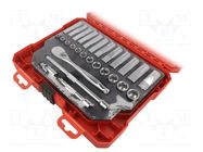 Wrench-set; 6-angles,socket spanner; Mounting: 1/4"; 28pcs. Milwaukee