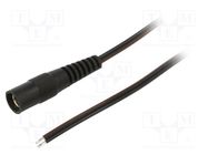 Cable; 2x0.35mm2; wires,DC 5,5/2,1 socket; straight; black; 1.5m WEST POL