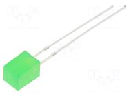 LED; green; rectangular; 5x5x7mm; 500÷750mcd; 140°; Front: flat OPTOSUPPLY