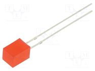 LED; rectangular; 5x5x7mm; red; 150÷220mcd; 140°; Front: flat; 20mA OPTOSUPPLY