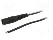 Cable; 2x0.5mm2; wires,DC 5,5/2,1 socket; straight; black; 3m WEST POL