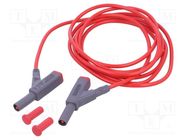 Test lead; 16A; banana plug 4mm,both sides; insulated; Len: 2m 