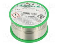 Tin; lead free; Sn99,3Cu0,7; 0.7mm; 250g; reel; 227°C; 2.5% CYNEL