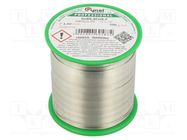 Tin; lead free; Sn99,3Cu0,7; 1mm; 500g; reel; 227°C; 2.5%; Flux: SW26 CYNEL