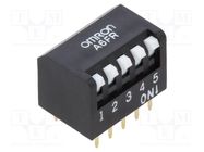 Switch: DIP-SWITCH; Poles number: 5; ON-OFF; 0.025A/24VDC; Pos: 2 OMRON Electronic Components