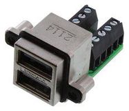 STACKED USB CONN, 2.0 TYPE A, R/A, 8POS