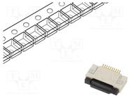 Connector: FFC/FPC; horizontal; PIN: 10; ZIF; SMT; 50V; 0.4A; Mat: LCP GCT