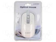 Mouse; white,silver; USB A; optical,wired; 1.35m; No.of butt: 4 GEMBIRD