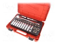 Wrench-set; 6-angles,socket spanner; Mounting: 1/2"; 28pcs. Milwaukee