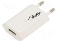 Power supply: switching; mains,plug-in; 5VDC; 1A; white AKYGA