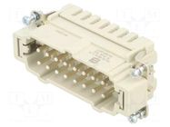 Connector: HDC; contact insert; male; 16A; 500V; Han® ES; PIN: 16 HARTING