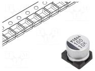 Capacitor: electrolytic; SMD; 100uF; 10VDC; Ø6.3x5.3mm; ±20%; 2000h SAMWHA