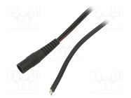 Cable; 2x0.75mm2; wires,DC 5,5/2,1 socket; straight; black; 1.5m WEST POL