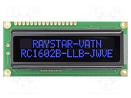 Display: LCD; alphanumeric; VA Negative; 16x2; 80x36x13.2mm; LED RAYSTAR OPTRONICS