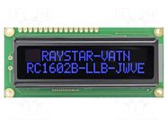 Display: LCD; alphanumeric; VA Negative; 16x2; 80x36x13.2mm; LED RAYSTAR OPTRONICS