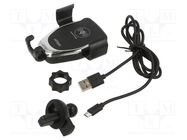 Car holder; black; air vent; Size: 65-85mm; 10W; 5V/1A,9V/1.2A GEMBIRD