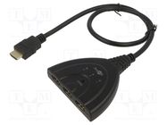 Switch; HDCP 1.4,HDMI 1.4; 0.55m; black; Input: HDMI socket x3 Goobay