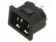 Connector: AC supply; socket; male; 10A; 250VAC; IEC 60320; C14 (E) 